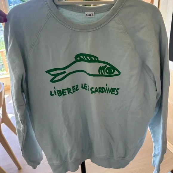 Clare V Light Blue Sardine Sweatshirt - Picture 1 of 9